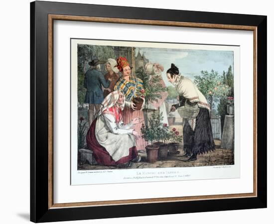 Le Marche Aux Fleurs, Published by Rodwell and Martin, 1820-John James Chalon-Framed Giclee Print