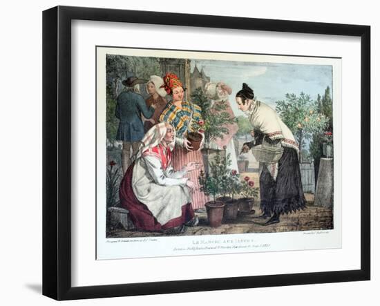 Le Marche Aux Fleurs, Published by Rodwell and Martin, 1820-John James Chalon-Framed Giclee Print