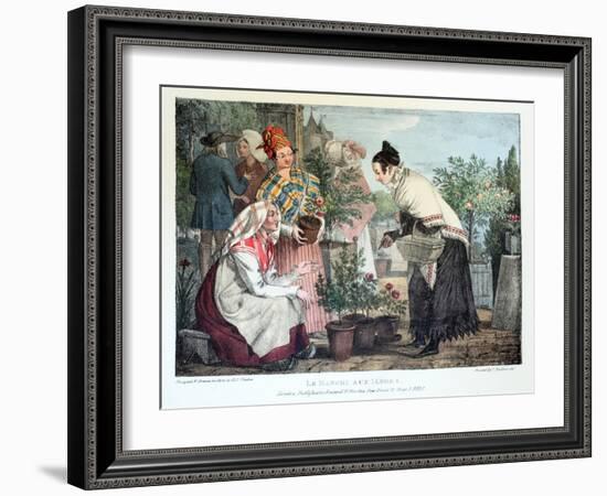 Le Marche Aux Fleurs, Published by Rodwell and Martin, 1820-John James Chalon-Framed Giclee Print