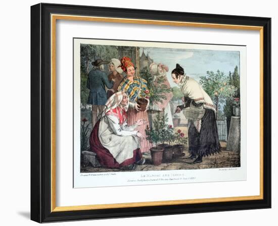 Le Marche Aux Fleurs, Published by Rodwell and Martin, 1820-John James Chalon-Framed Giclee Print