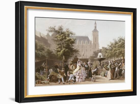 Le marché aux fleurs.-Pierre Julien Gilbert-Framed Giclee Print