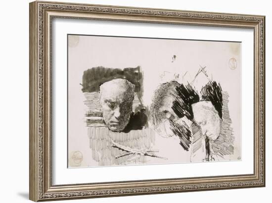 Le masque de Beethoven sur une table devant des livres-Mariano Fortuny y Marsal-Framed Giclee Print