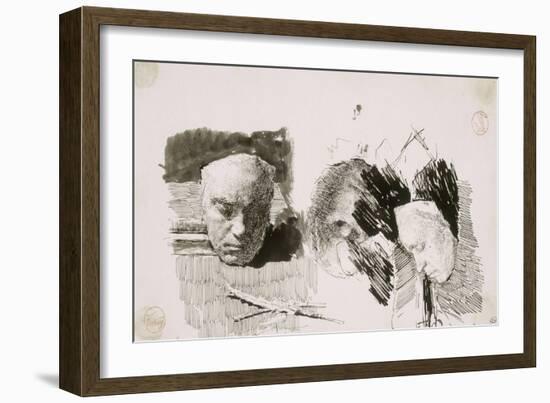 Le masque de Beethoven sur une table devant des livres-Mariano Fortuny y Marsal-Framed Giclee Print