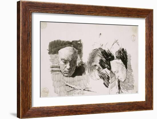 Le masque de Beethoven sur une table devant des livres-Mariano Fortuny y Marsal-Framed Giclee Print