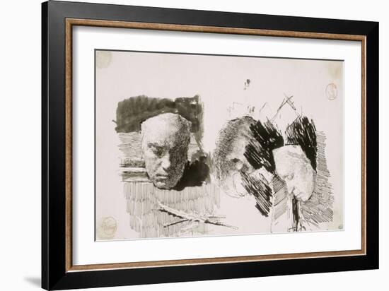 Le masque de Beethoven sur une table devant des livres-Mariano Fortuny y Marsal-Framed Giclee Print