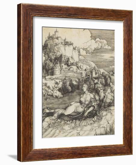 Le monstre marin (L'Enlèvement d'Amymoné)-Albrecht Dürer-Framed Giclee Print