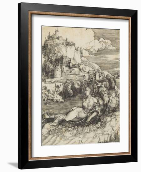 Le monstre marin (L'Enlèvement d'Amymoné)-Albrecht Dürer-Framed Giclee Print