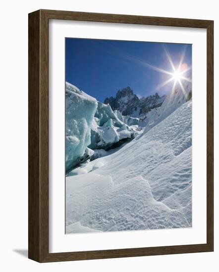 Le Montenvers, Winter Mer de Glace Glacier Ice Cave, Mont Blanc, France-Walter Bibikow-Framed Photographic Print