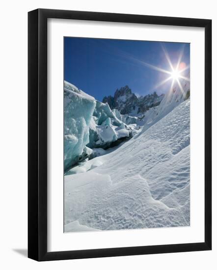 Le Montenvers, Winter Mer de Glace Glacier Ice Cave, Mont Blanc, France-Walter Bibikow-Framed Photographic Print