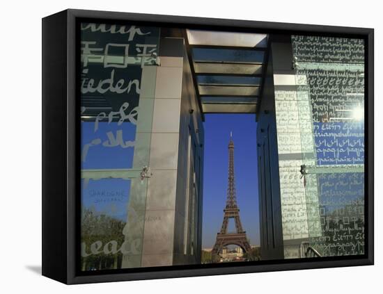 Le Mur Pour La Paix and the Eiffel Tower, Parc Du Champ De Mar, Paris, France-Neale Clarke-Framed Premier Image Canvas