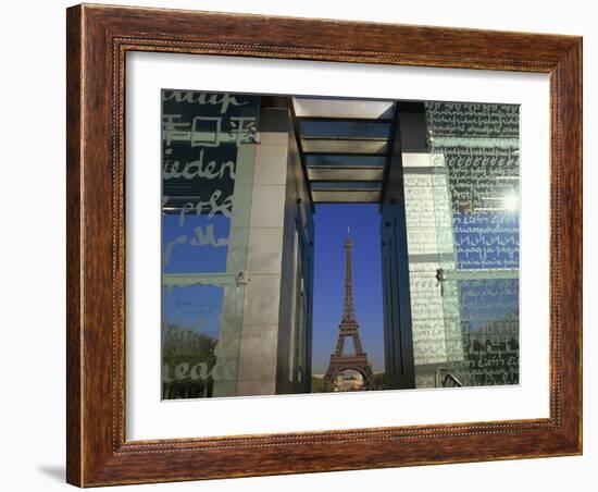 Le Mur Pour La Paix and the Eiffel Tower, Parc Du Champ De Mar, Paris, France-Neale Clarke-Framed Photographic Print