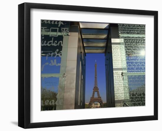 Le Mur Pour La Paix and the Eiffel Tower, Parc Du Champ De Mar, Paris, France-Neale Clarke-Framed Photographic Print