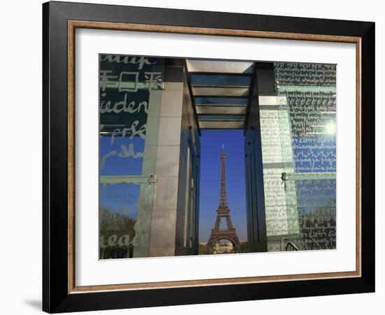 Le Mur Pour La Paix and the Eiffel Tower, Parc Du Champ De Mar, Paris, France-Neale Clarke-Framed Photographic Print