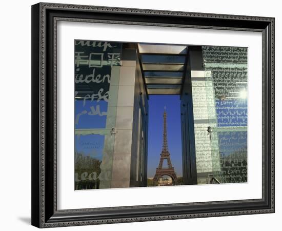 Le Mur Pour La Paix and the Eiffel Tower, Parc Du Champ De Mar, Paris, France-Neale Clarke-Framed Photographic Print