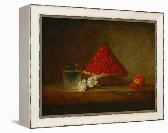Le panier de fraises des bois - a basket of wild strawberries. Canvas,38 x 46 cm.-Jean-Baptiste-Simeon Chardin-Framed Premier Image Canvas