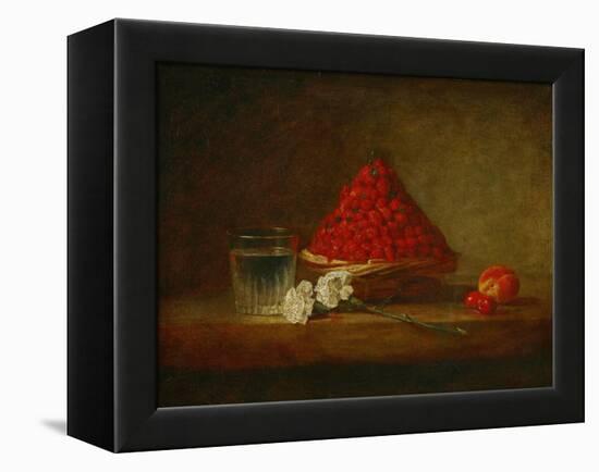 Le panier de fraises des bois - a basket of wild strawberries. Canvas,38 x 46 cm.-Jean-Baptiste-Simeon Chardin-Framed Premier Image Canvas