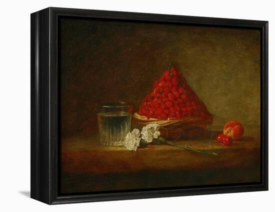 Le panier de fraises des bois - a basket of wild strawberries. Canvas,38 x 46 cm.-Jean-Baptiste-Simeon Chardin-Framed Premier Image Canvas