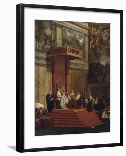 Le Pape Pie VII tenant chapelle-Jean-Auguste-Dominique Ingres-Framed Giclee Print