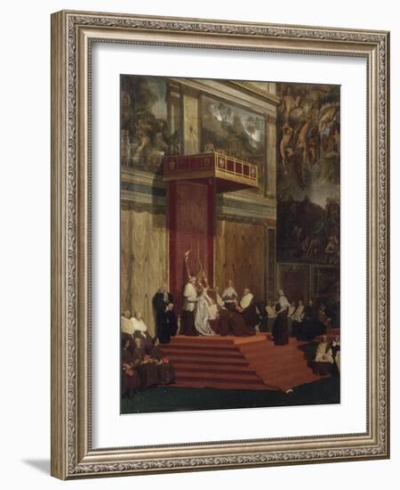 Le Pape Pie VII tenant chapelle-Jean-Auguste-Dominique Ingres-Framed Giclee Print