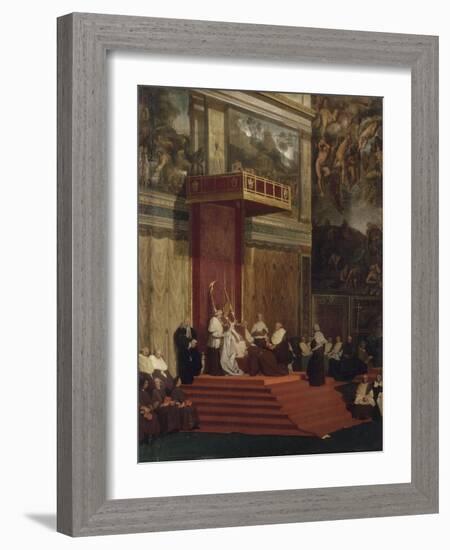 Le Pape Pie VII tenant chapelle-Jean-Auguste-Dominique Ingres-Framed Giclee Print