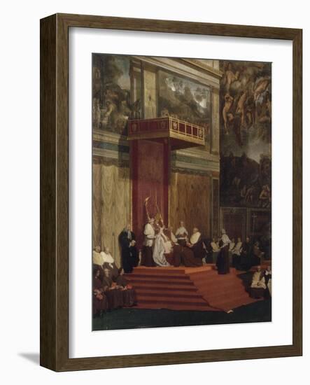 Le Pape Pie VII tenant chapelle-Jean-Auguste-Dominique Ingres-Framed Giclee Print