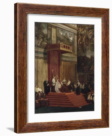 Le Pape Pie VII tenant chapelle-Jean-Auguste-Dominique Ingres-Framed Giclee Print