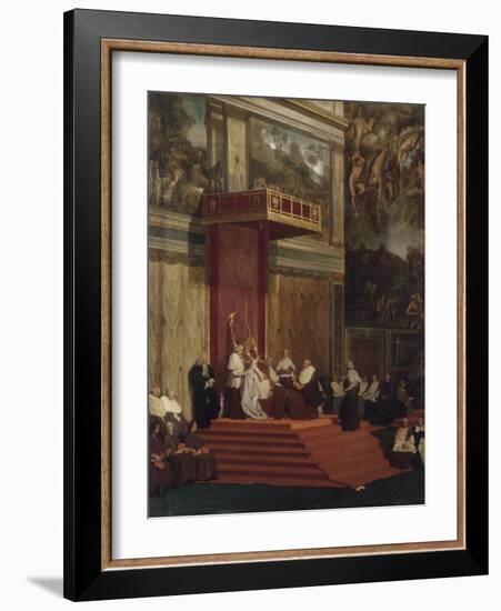 Le Pape Pie VII tenant chapelle-Jean-Auguste-Dominique Ingres-Framed Giclee Print