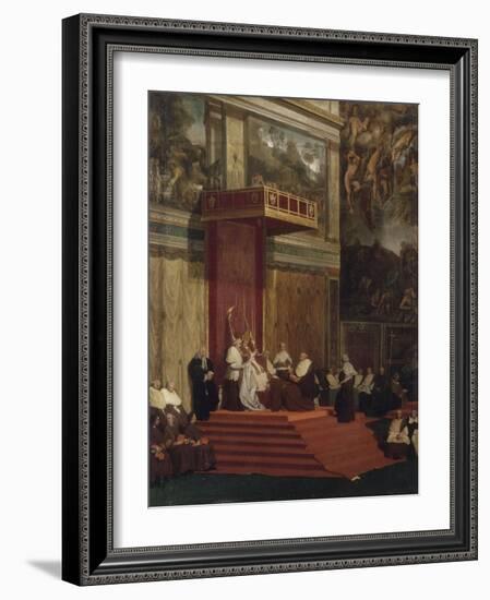 Le Pape Pie VII tenant chapelle-Jean-Auguste-Dominique Ingres-Framed Giclee Print