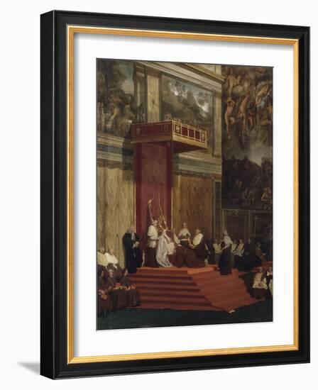 Le Pape Pie VII tenant chapelle-Jean-Auguste-Dominique Ingres-Framed Giclee Print