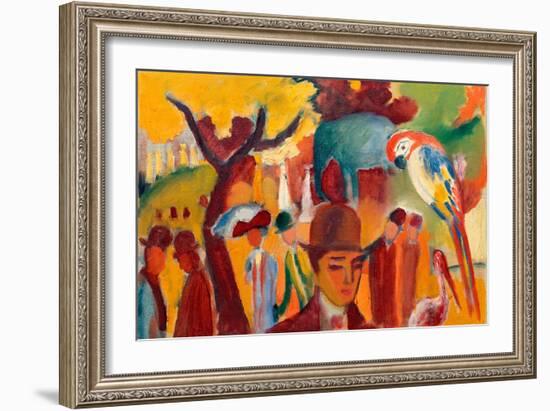 Le Petit Jardin Zoologique En Brun Et Jaune. Peinture De August Macke (1887-1914), Huile Sur Toile,-August Macke-Framed Giclee Print