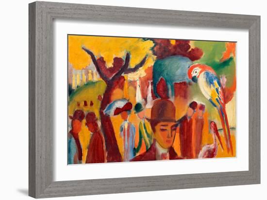 Le Petit Jardin Zoologique En Brun Et Jaune. Peinture De August Macke (1887-1914), Huile Sur Toile,-August Macke-Framed Giclee Print