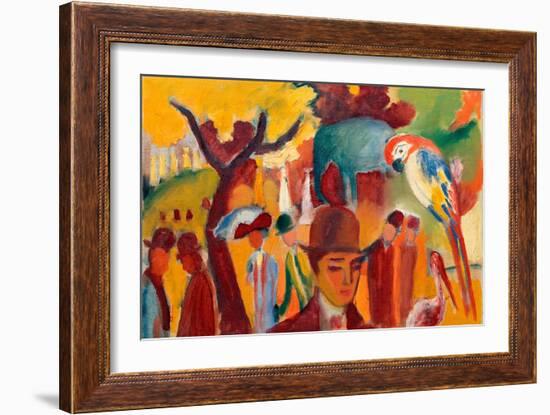 Le Petit Jardin Zoologique En Brun Et Jaune. Peinture De August Macke (1887-1914), Huile Sur Toile,-August Macke-Framed Giclee Print