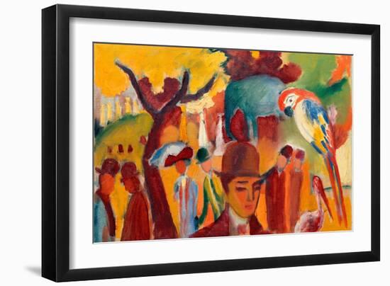 Le Petit Jardin Zoologique En Brun Et Jaune. Peinture De August Macke (1887-1914), Huile Sur Toile,-August Macke-Framed Giclee Print