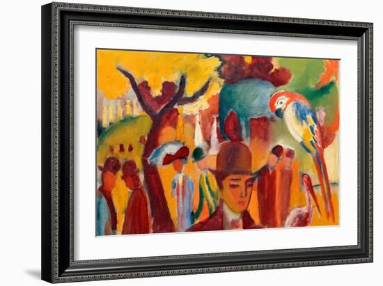 Le Petit Jardin Zoologique En Brun Et Jaune. Peinture De August Macke (1887-1914), Huile Sur Toile,-August Macke-Framed Giclee Print