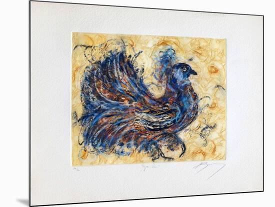 Le pigeon-paon-Jean-marie Guiny-Mounted Limited Edition