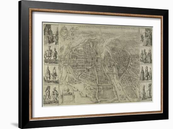 Le Plan de la ville, cité et fauxbourgs de Paris-Matthaus Merian-Framed Giclee Print