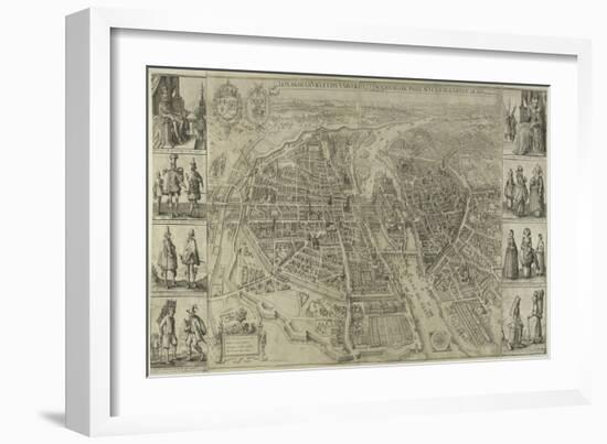 Le Plan de la ville, cité et fauxbourgs de Paris-Matthaus Merian-Framed Giclee Print