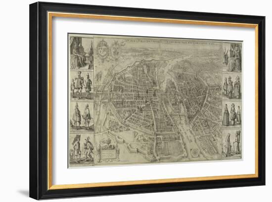 Le Plan de la ville, cité et fauxbourgs de Paris-Matthaus Merian-Framed Giclee Print