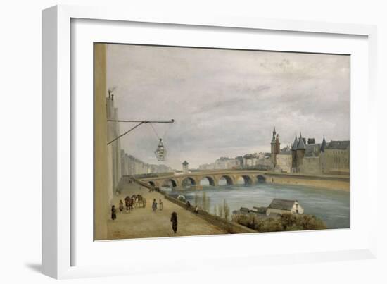 Le Pont-au-Change vu du quai de Gesvres-Jean-Baptiste-Camille Corot-Framed Giclee Print