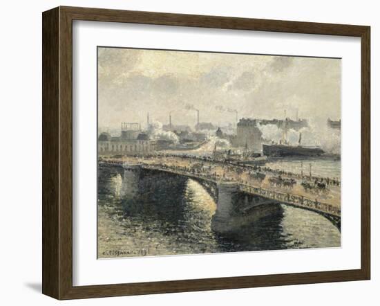 Le Pont Boïeldieu à Rouen, soleil couchant, temps brumeux-Camille Pissarro-Framed Giclee Print