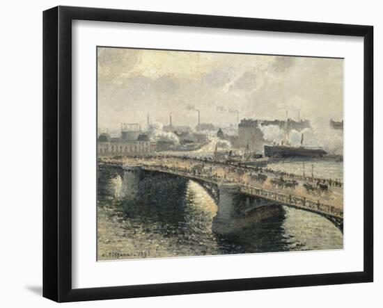 Le Pont Boïeldieu à Rouen, soleil couchant, temps brumeux-Camille Pissarro-Framed Giclee Print
