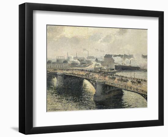 Le Pont Boïeldieu à Rouen, soleil couchant, temps brumeux-Camille Pissarro-Framed Giclee Print
