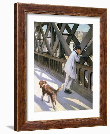 Le Pont de L'Europe: Detail of a Resting Man and a Dog, 1876-Gustave Caillebotte-Framed Giclee Print