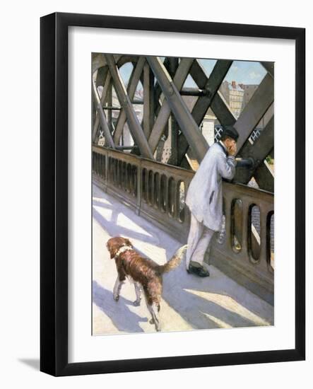 Le Pont de L'Europe: Detail of a Resting Man and a Dog, 1876-Gustave Caillebotte-Framed Giclee Print