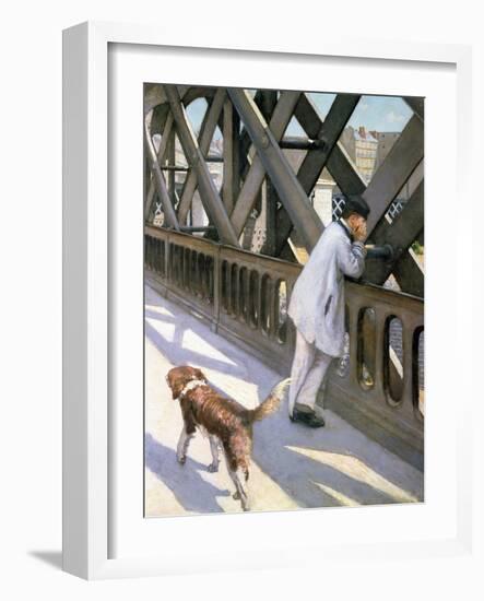 Le Pont de L'Europe: Detail of a Resting Man and a Dog, 1876-Gustave Caillebotte-Framed Giclee Print