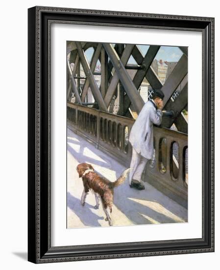 Le Pont de L'Europe: Detail of a Resting Man and a Dog, 1876-Gustave Caillebotte-Framed Giclee Print