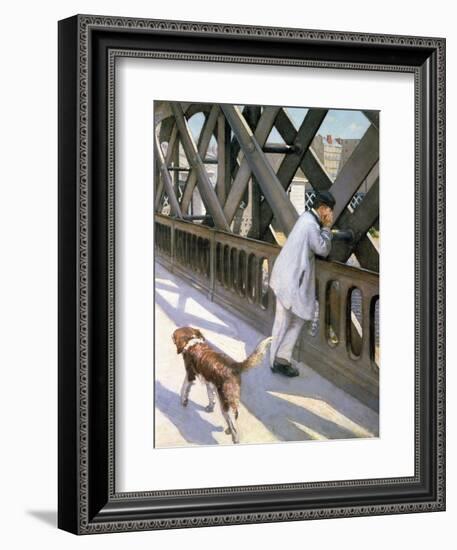 Le Pont de L'Europe: Detail of a Resting Man and a Dog, 1876-Gustave Caillebotte-Framed Giclee Print