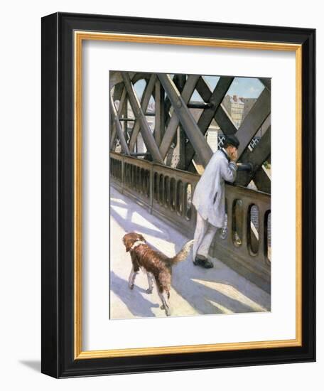 Le Pont de L'Europe: Detail of a Resting Man and a Dog, 1876-Gustave Caillebotte-Framed Giclee Print