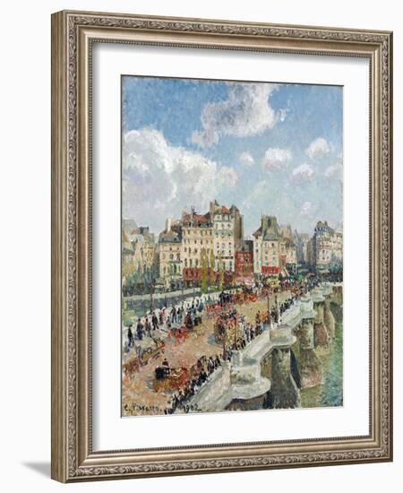 Le Pont Neuf (The Pont-Neuf) - Peinture De Camille Pissaro (1830-1903), Huile Sur Toile (55X46,5 Cm-Camille Pissarro-Framed Giclee Print