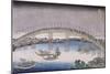 Le pont Tenma dans la province de Settsu-Katsushika Hokusai-Mounted Giclee Print